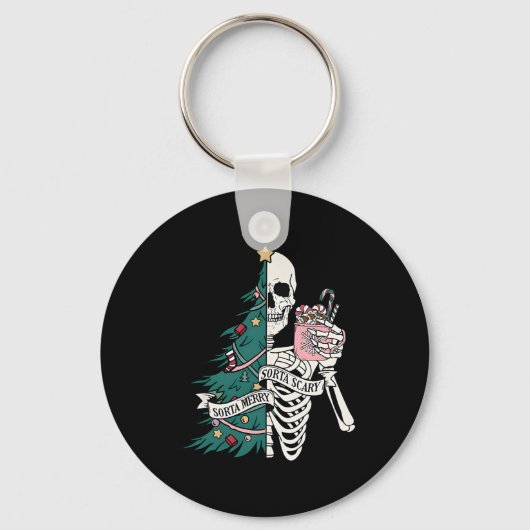 Sorta vrolijk sorta eng kerst sleutelhanger (Voorkant)