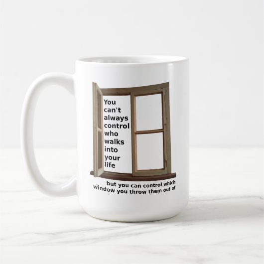 Sortez De La Fenêtre Drôle Mug (Gauche)