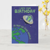 Sortie De Cette Carte D'Anniversaire Alien Mondial (Fleur jaune)