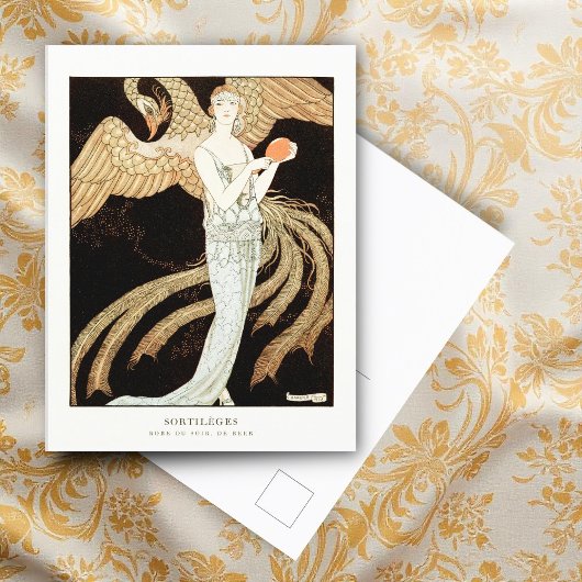 Sortilèges: Evening jurk van George Barbier Briefkaart