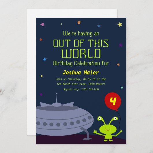 Sortir de ce monde, Invitations d'anniversaire (Devant / Derrière)