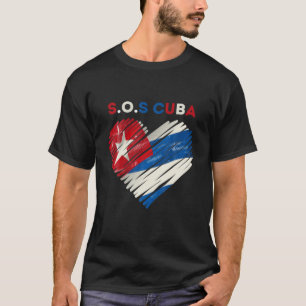 Sos Cuba Flag Heart Shape T-shirt Cuba Cubaanse vl