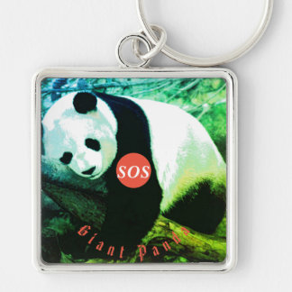 SOS Giant Panda Porte-clés carré premium - grand