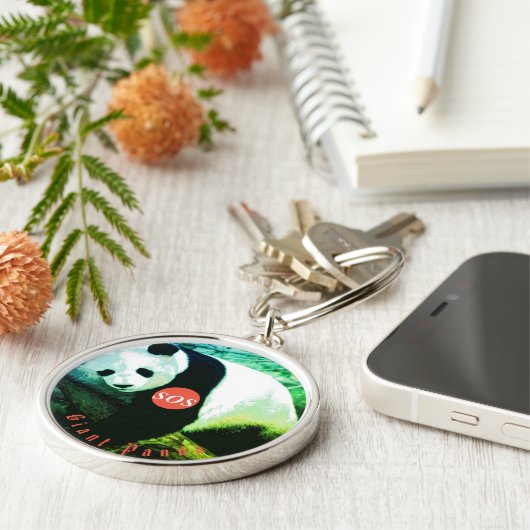 SOS Giant Panda Porte-clés rond premium - grand (Côté)