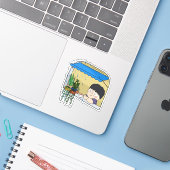 sosoHoning(38) regen Sticker (Laptop met iPhone)