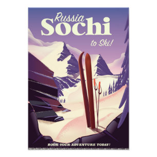 Sotsji Rusland Ski reisposter Foto Afdruk