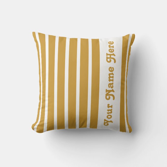 Soudan Brown Safari Stripe Coussin avec le nom (Recto)