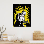 soudeur ouvrier soudage boisé poster (Cuisine)