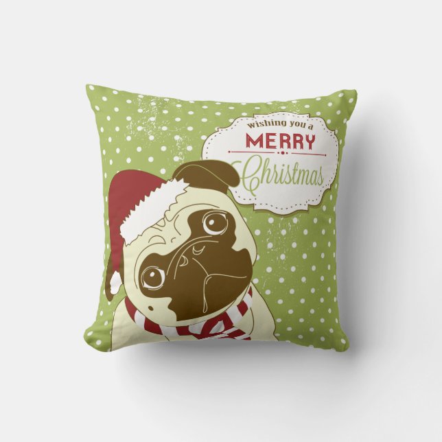 Souhait de carlin de KRW vous un coussin de Joyeux (Recto)