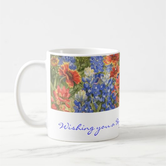 Souhaits d'anniversaire ! Tasse de fleurs sauvages (Gauche)