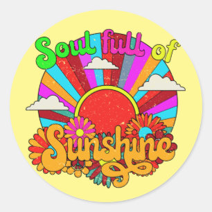Soul Full Of Sunshine - Colour Retro Sun Ronde Sticker