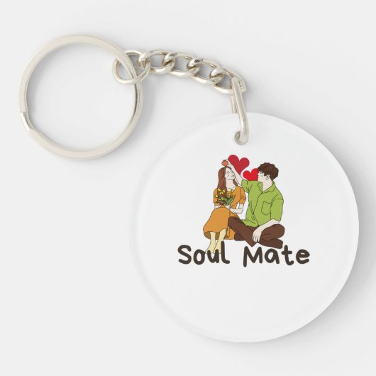 Soul Mate Acryl Sleutelhanger - Romantisch paar ca (Voorkant)