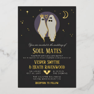 Soul Mates Halloween Geestrijke Huwelijksvoltrekki Folie Uitnodiging
