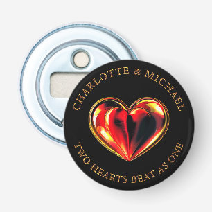Soul Mates Twee harten kloppen als één Valentijn n Button Flesopener