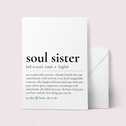 Soul Sister Definition Dictionary Art Greeting Kaart