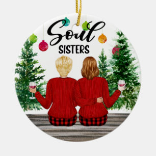 Soul Sisters met kersttecontrole Pants personalise Keramisch Ornament