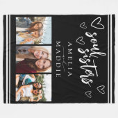 Soul Sisters Photo Collage Black and White Fleece Deken (Voorkant (Horizontaal))