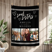 Soul Sisters Photo Collage Black and White Fleece Deken