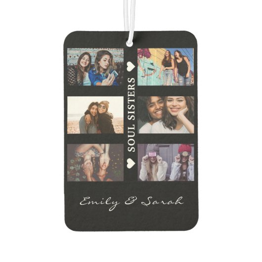 Soul Sisters Script Custom 6 Fotocollage & Name Luchtverfrisser (Achterkant)