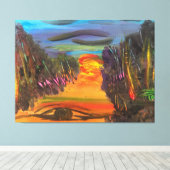 Soulful Horizon Hand Painted Design  Canvas Afdruk (Insitu (Houten vloer))