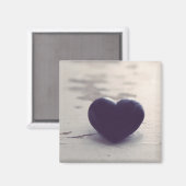 Soulful Paars Stone Heart op natte zandstrand Magneet (Voorkant / Achterkant)