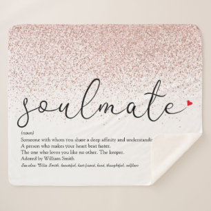 Soulmate Definition Love Heart Roos Gold Glitter S Sherpa Deken