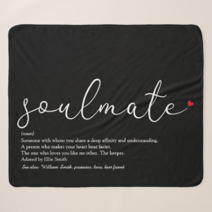 Soulmate Elegant Script Liefde Hart Definitie Sherpa Deken