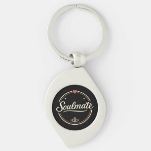 Soulmate Retro Liefde Minimalistisch (Donker) Kopp Sleutelhanger
