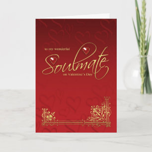Soulmate Valentijnsdag Kaart - Gold Effect op Rood