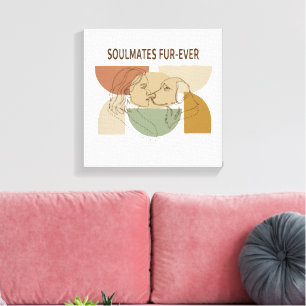 Soulmates Fur-Ever Hond Moeder Lijn Kunst Canvas Afdruk