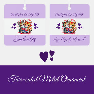 Soulmates schattige katten gelukkig getrouwd paars metalen ornament