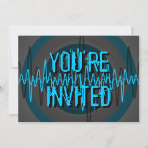 Sound Light Blue Dark Invitation "You are Invited"