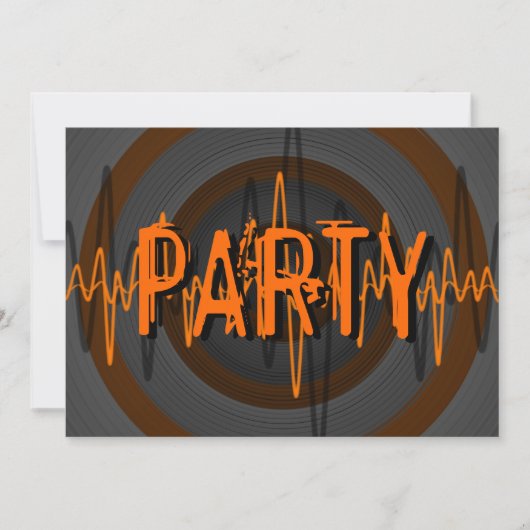Sound Oranje Dark "PARTY"-uitnodiging Kaart (Voorkant)