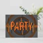Sound Oranje Dark "PARTY"-uitnodiging Kaart (Staand voorkant)