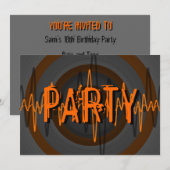 Sound Oranje Dark "PARTY"-uitnodiging Kaart (Voorkant / Achterkant)