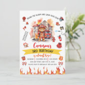 Sound the Alarm Firetruck Birthday Invitation (Debout devant)