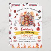 Sound the Alarm Firetruck Birthday Invitation (Devant / Derrière)