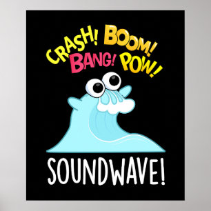 Sound Wave Funny Ocean Pun Dark BG Poster