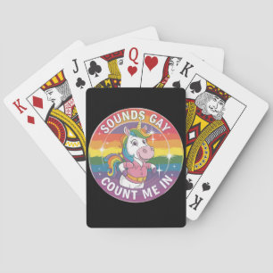 Sounds Gay Count Me In Unicorn Rainbow LGBTQ Pokerkaarten