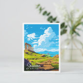 Sounion Griekenland vintage reisillustratie Briefkaart (Staand voorkant)