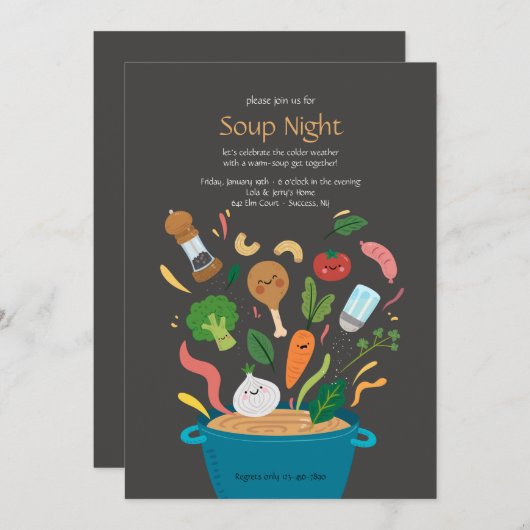 Soup Night Dinner Invitations (Devant / Derrière)