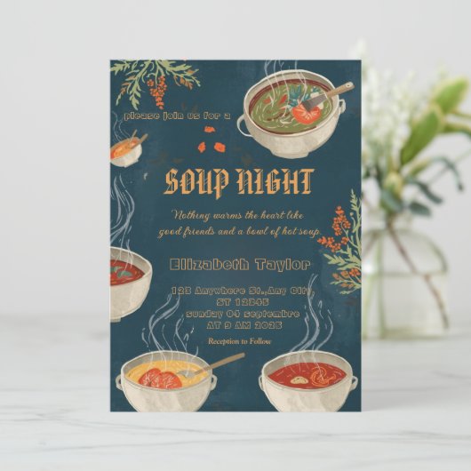 Soup Night Dinner Party Invitations (Debout devant)