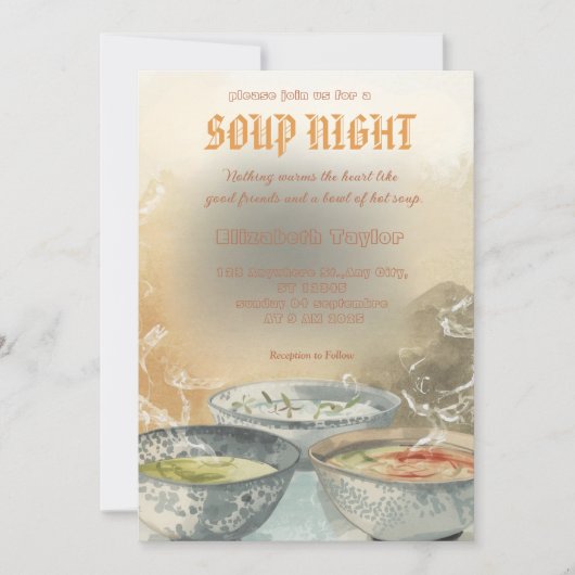 Soup Night Dinner Party Invitations (Devant)