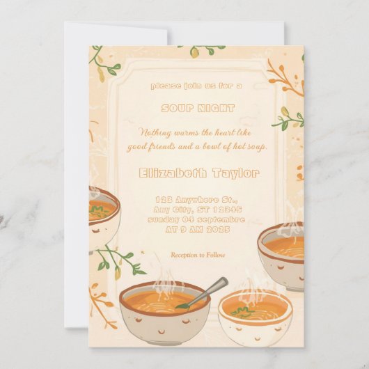 Soup Night Dinner Party Invitations (Devant)