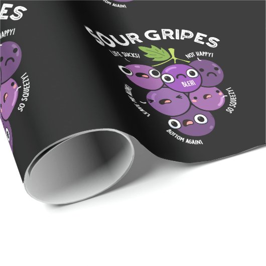 Sour Gripes Funny Fruit Grape Pun Dark BG Cadeaupapier (Rol Hoek)