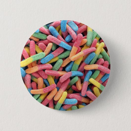 Sour Gummy Worms Ronde Button 5,7 Cm (Voorkant)