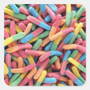 Sour Gummy Worms Vierkante Sticker
