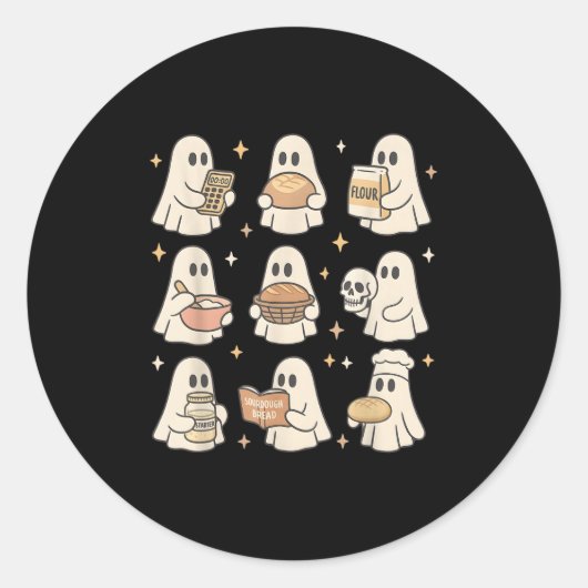 Sourdough Bread Halloween Cute Ghost Homemaker Bak Ronde Sticker (Voorkant)