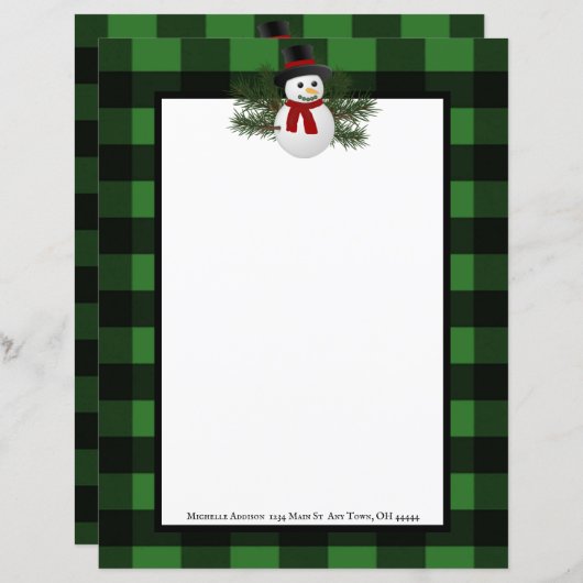 Souriant Snowman Buffalo Papier Plaid (Devant / Derrière)