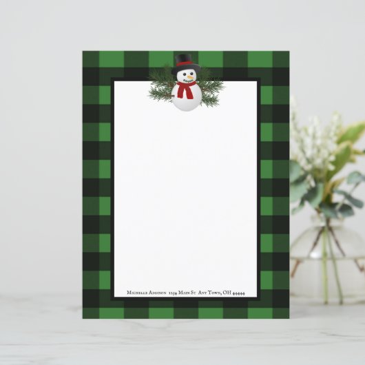 Souriant Snowman Buffalo Papier Plaid (Debout devant)